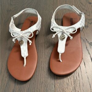 Michael Kors girls white & silver sandals sz 4 EUC ret $189